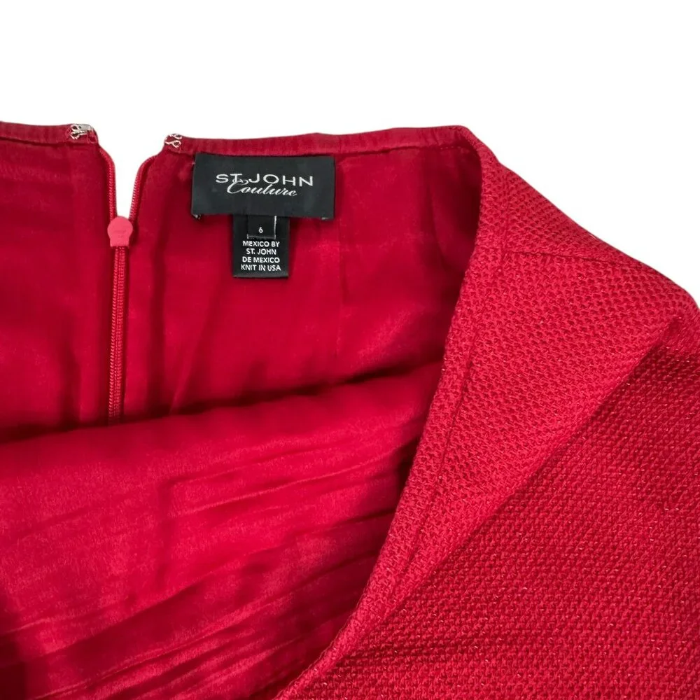 St. John Couture Red Knit Pencil Skirt Size 8 – Classic Santana Luxury Knit